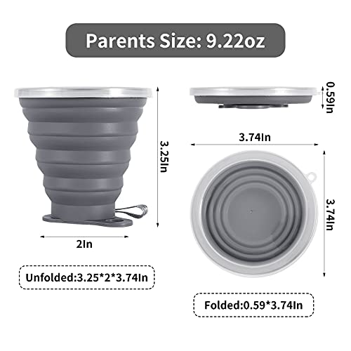 ME.FAN Silicone Collapsible Travel Cup - Silicone Folding Camping Cup with Lids - Expandable Drinking Cup Set - Portable, Graduated [9.22oz] - color: 4 Pack-Desert Sage