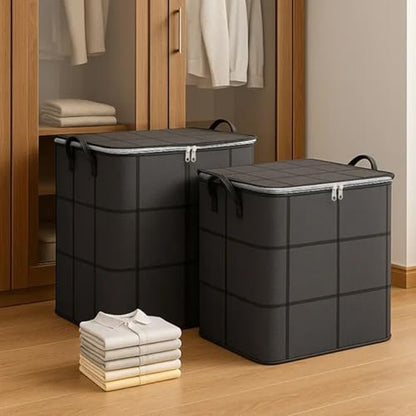 210 L Large Capacity Storage Bags, Waterproof & Dustproof Foldable Closet Organizers, Heavy Duty Moving Bags with Handles & Zippers for Clothes, Comforters, Blankets 1 PCS