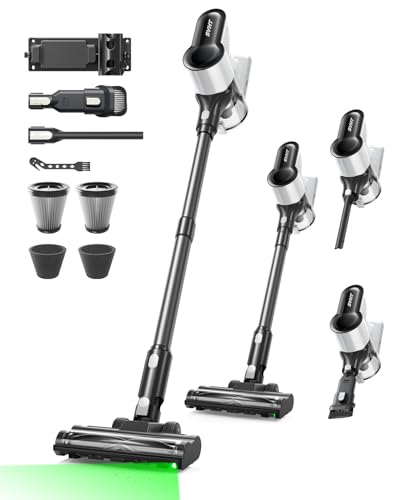 Cordless Vacuum Cleaner, 500W 45KPA 50Mins Stick Vacuum Cleaners for Home with LED Light, Self-Standing, Anti-Tangle Brush & 1.6L Dust Cup, Lightweight Vacuum for Pet Hair, Carpets, Hard Floors - color: Black