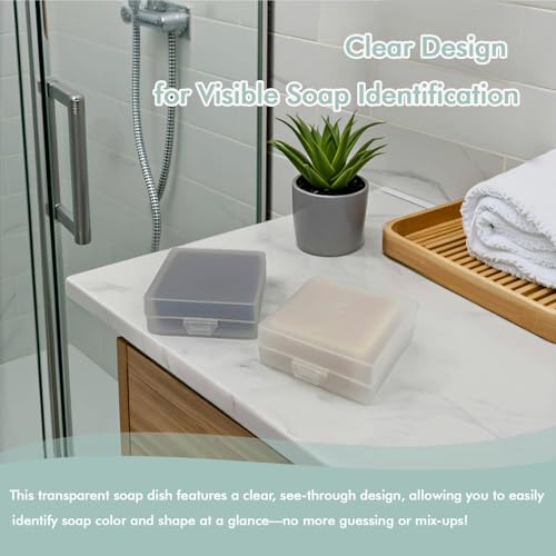 Soap Container, Shower Square Bar Holder Fit Handmade Soap, Travel Soap Case (Transparent) - color: Transparent