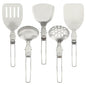 Camping Kitchen Utensil Set, 5Pcs Portable Foldable Stainless Steel Outdoor Cooking Utensil, Practical Folding Soup Ladles Strainer Spatula Kitchen Gear for Outdoor Camping