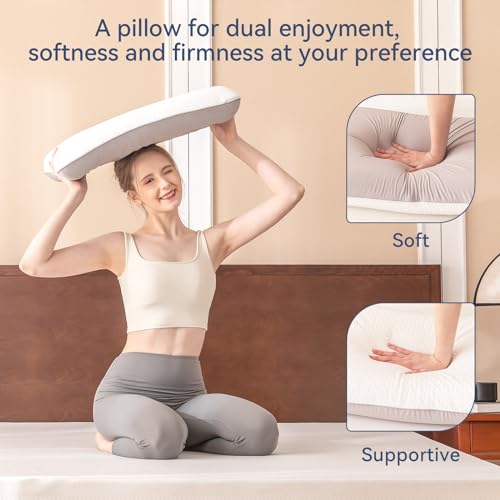 Memory Foam Thin Pillows for Sleeping,3.25'' Orthopedic Cervical Neck Pillow with Two-Sided Reversible Cover,Medium Firm Gusseted Gel Pillows for Back & Side Sleepers - size: 24*16*3.25’‘
