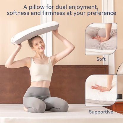 Memory Foam Firm Pillows for Sleeping, 4.7'' Orthopedic Cervical Neck Pillow with Two-Sided Reversible Cover,Medium Firm Gusseted Gel Pillows for Back & Side Sleepers - size: 24*16*4.7’‘