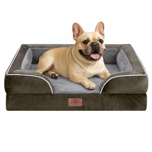 Comfort Expression Waterproof Orthopedic Dog Bed for Medium Size Dog | Supportive Egg Crate Foam Medium Pet Bed with Removable Bolsters, Dog Couch with Washable Cover & Non-Slip Bottom, 30x20 Inch - color: Dark Green, size: 30.0"L x 20.0"W x 7.0"Th