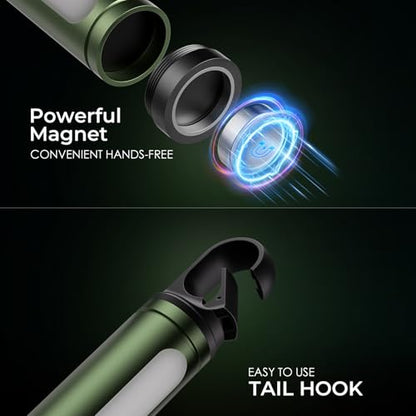 ADDplus Magnetic Flashlight Rechargeable,2000LM 5000mAh Flashlights High Lumens with 18 Modes,Waterproof, Adjustable,Powerful Flash Light,Multi-Flashlights for Home,Car,Hiking,Camping(1, Green) - color: Green
