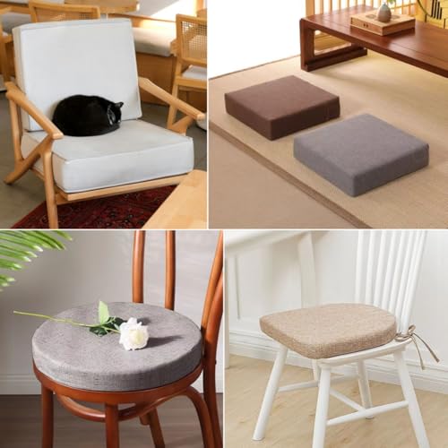 SINCERE Custom Chair Cushions Pads Indoor Outdoor, High Density Foam Back Pillow with Ties for Dining Room Kitchen, Non-Slip Waterproof Patio Furniture Deep Seating Pad, Fade-resistant Removable Cover - color: Custom Chair Pads