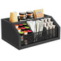 YATINEY Coffee Bar Organizer, Wooden Coffee Pod Organizer for Countertop, Versatile Pod Holder with Dividers, Holds Syrup, Cups, Tea Bags, Easy Assembly, Black KH11BB - color: Black