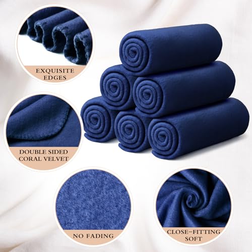Buryeah 10 Pcs Fleece Blanket Bulk Soft Warm Fleece Blankets Cozy Lightweight Throw Blankets Plush Pet Throw Blanket for Home Bed Sofa Office Wedding Gifts Travel(50" X 60",Blue) - color: Blue