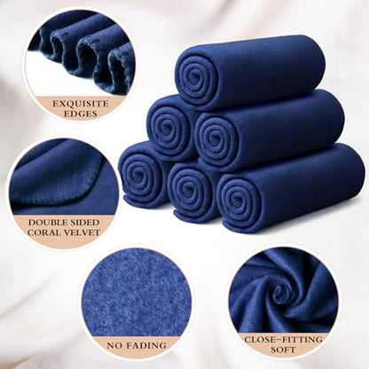 Buryeah 10 Pcs Fleece Blanket Bulk Soft Warm Fleece Blankets Cozy Lightweight Throw Blankets Plush Pet Throw Blanket for Home Bed Sofa Office Wedding Gifts Travel(50" X 60",Blue) - color: Blue
