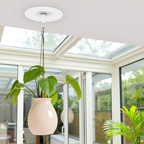 JJLFresheners Adhesive Ceiling Hooks with Safety Clasp, Stick-On Wall Hooks for Plants, Wind Chimes, Home Storage and Bathroom Decor