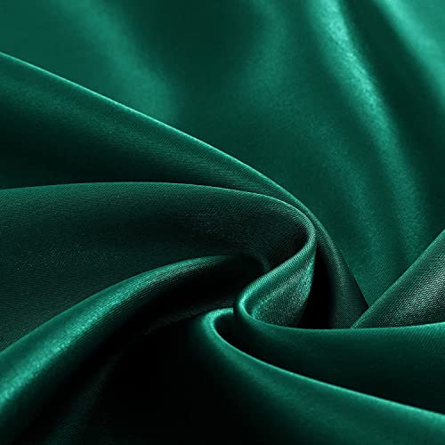 Homiest 3pcs Satin Sheets Set Luxury Silky Satin Bedding Set with Deep Pocket, 1 Fitted Sheet + 1 Flat Sheet + 1 Pillowcase (Twin XL Size, Blackish Green) - color: Blackish Green, size: Deep pocket - Twin XL size