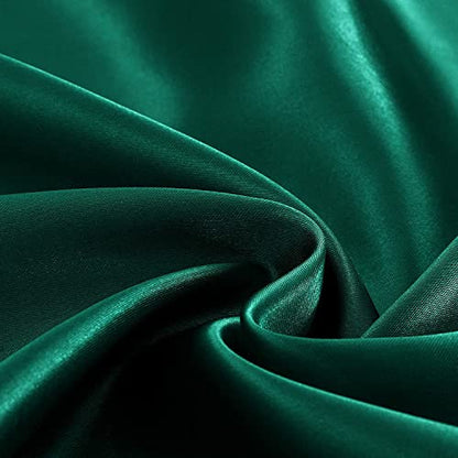 Homiest 3pcs Satin Sheets Set Luxury Silky Satin Bedding Set with Deep Pocket, 1 Fitted Sheet + 1 Flat Sheet + 1 Pillowcase (Twin XL Size, Blackish Green) - color: Blackish Green, size: Deep pocket - Twin XL size