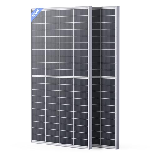 N-Type 16BB 400W Bifacial Solar Panel, 2×200W Solar Panels for 12V/24V Battery Systems, 25% High Efficiency, Dual-Module Anti-Shade Design, for RV Van Marine Rooftop Home Off-Grid - size: 200W 2-Pack Silver