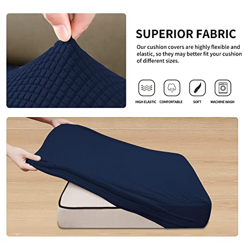 Easy-Going Stretch Individual Loveseat Couch Cushion Cover Sofa Cushion Furniture Protector Sofa slipcover Soft Flexibility with Elastic Bottom (2-piece Loveseat Cushion Cover, Navy) - color: Navy, size: 2-piece