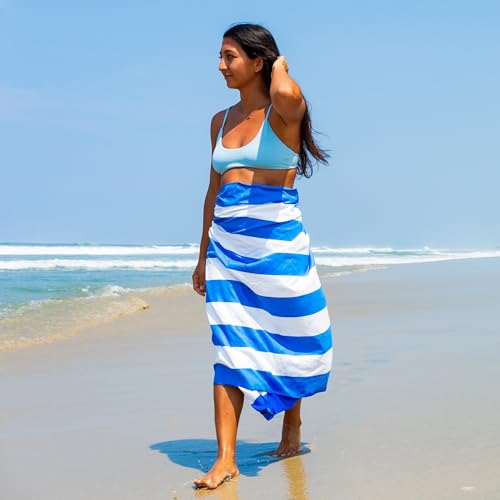 Quick Dry Towel Extra Large 78x35 Inch - Microfiber Beach Towel - Perfect for Beach, Travel, Swimming, Pool, Yoga, Hiking, Camping - Lightweight, Fast Drying, Compact for Adults (Cabana Blue) - color: Cabana Blue, style: Extra Large 78x35"