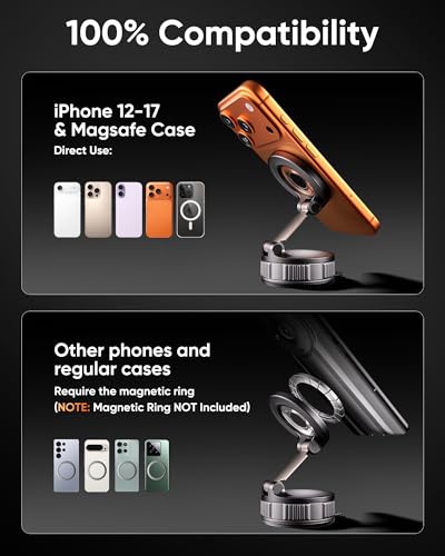 Vacuum Magsafe Car Phone Holder [120+ LB Strongest Suction & 3000gf Strongest Magnetic] 360° Adjustable Magnetic Car Phone Mount, Phone Holders for Your Car for iPhone 17 Pro Max 16 15 14 13 12 Plus