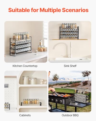 VEVOR Detachable Spice Rack Organizer for Cabinet, 4 Tie Stackable Seasoning Organizer, Spice Jars Kitchen Storage for Countertop Kitchen Pantry Cupboard, 15.8x10.7 in - size: 15.8x10.7 in