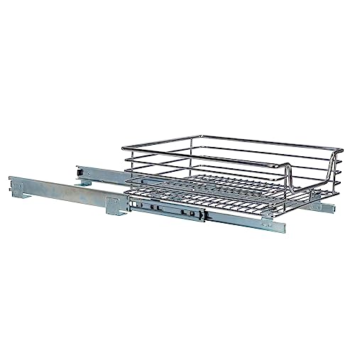 Household Essentials Glidez Chrome-Plated Steel Extended Depth 1-Tier Sliding Under Sink Cabinet Organizer, Chrome - size: 11.5" - Extended, style: Single Tier
