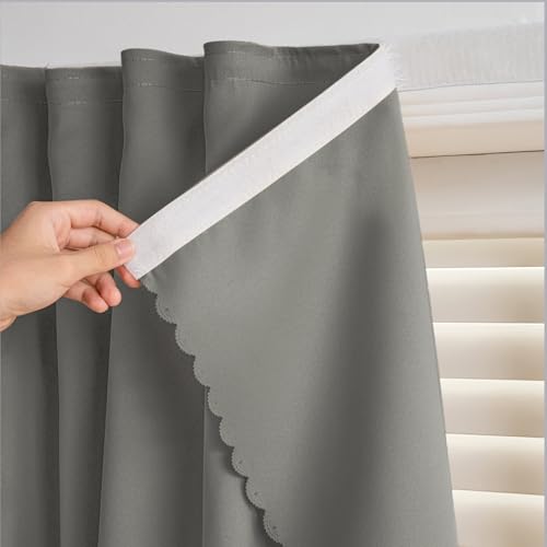 Adhesive Curtain - No Drilling, No Rod, Easy to Install Blackout Curtains for Window Blinds,Bedroom(Grey 35 * 71in-1P) - color: Grey, size: 35"W x 71"L (Pack of 1)