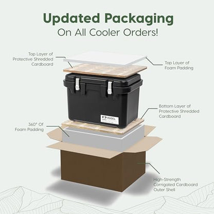 IRIS USA Hugel 44 QT Cooler, Heavy Duty Metal Buckles, Leak-Free Design, Durable Hard Cooler, Ice Chest with Bungee Strap, Molded Handles, Camping Boat Tailgating Road Trips, Charcoal Gray - color: Dark Gray, size: 11 Gal