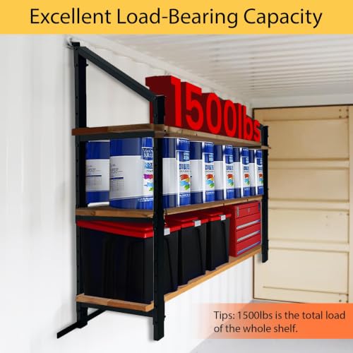 Shipping Container Shelving - 21in*58in, Industrial Cargo Trailer Shelving, Porous Adjustable interlayer spacing, Suitable for Container, Storage, Garage,Easy Installation（4-PCS） - size: 21(W)*58(H) inch - 4PCS