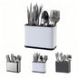 LIBODOUR Utensil Holder,Stainless Steel Caddy Counter,Spoon holder,4 Compartments Silverware Caddy,Capacity Flatware Spoon Fork Tool Cutlery Holder（White） - color: white