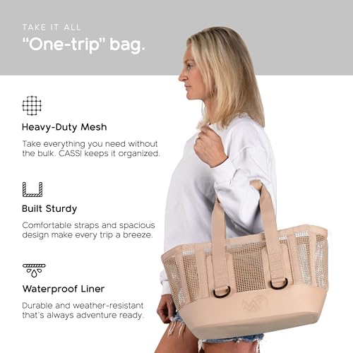 MISSION Boat Gear CASSI Heavy-Duty Outdoor Tote and Waterproof Marine-Grade Mesh Boat Bags - color: Sandstone, size: 23 Liter