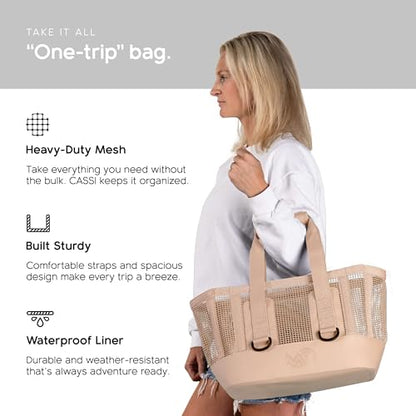 MISSION Boat Gear CASSI Heavy-Duty Outdoor Tote and Waterproof Marine-Grade Mesh Boat Bags - color: Sandstone, size: 23 Liter