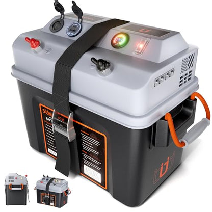 SUNAPEX Smart Battery Box 12V/24V Power Center - Multi Ports & Circuit Breaker for Trolling Motor, Marine,RV & Solar Panel (Pro,Battery Not Included) - size: Smart battery box-Pro