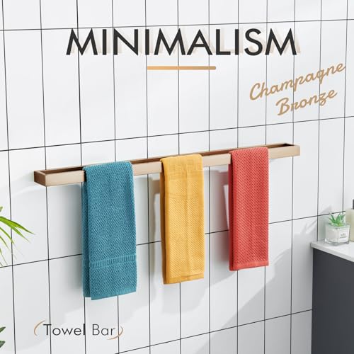 KOKOSIRI Bathroom Towel Bars 32-Inch Bath Towel Hanger Holder Kitchen Rack Champagne Bronze Stainless Steel Wall Mount, 1 Pack B4008CPG-L32 - color: Champagne Bronze, size: 32-Inch