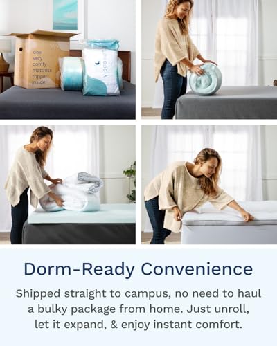 ViscoSoft 3 Inch Pillow Top Memory Foam Mattress Topper Twin XL - Cooling Hybrid Lux Dual Layer Extra Long Mattress Pad - CertiPur-US Certified - size: Twin XL, style: 3 Inch
