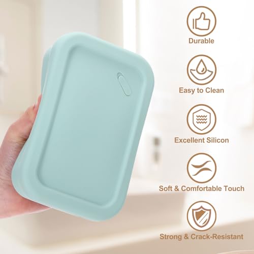 PATIKIL Leakproof Travel Soap Case, Silicone Travel Soap Container with Draining Layer Portable Bar Soap Holder for Bathroom Camping Gym, Green - color: Green