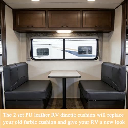 RV Dinette Cushions Replacement with Momery Foam Camper Seat Couch Cushion Travel Trailer Bed (Black, 38″) - size: 38″