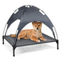 Giantex Elevated Dog Bed with Removable Canopy, Portable Raised Pet Cot Cooling Dog Bed for Camping Beach Lawn, Keep Dogs Cats Cool in Summer, Breathable Fabric Steel Frame, Easy Assembly - size: L (35.5'' x 32'' x 32'')