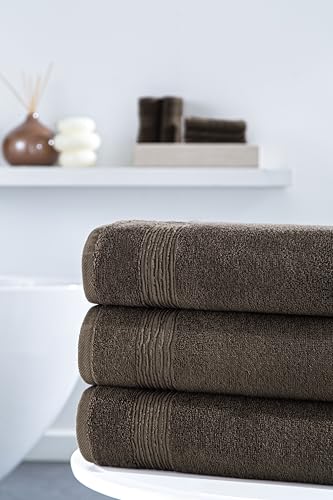Ozdilek 4-Piece Bath Towels, 27x54, 100% Turkish Cotton, Luxury Quick Dry, Extra Large, Fade-Resistant, Eco-Friendly, Spa Towel, Comfortable (Chocolate Brown) - color: Chocolate Brown
