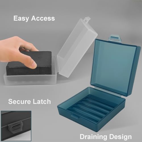 Soap Container, Shower Square Bar Holder Fit Handmade Soap, Travel Soap Case (Transparent black) - color: Transparent Black
