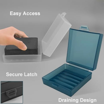 Soap Container, Shower Square Bar Holder Fit Handmade Soap, Travel Soap Case (Transparent black) - color: Transparent Black