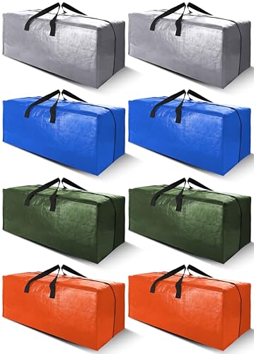 Cosy Family 8 Pack Heavy Duty Extra Large Moving Bags with Backpack Straps - Strong Handles & Zippers, Storage Totes For Space Saving, Fold Flat, Alternative to Moving Box (40 gal, Multicolored) - color: Multicolor, size: 40 gal-Pack of 8