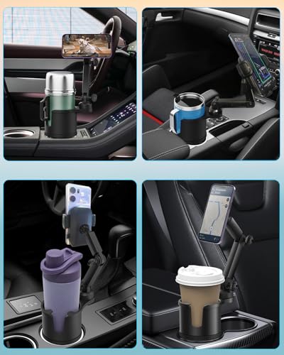 Cup Phone Holders for Your Car, [360°Adjustable] Car Cup Holder Phone Cradle for 2.5-4" Cup Holders-Compatible with iPhone 15/14 Pro, Phone Holder Mount for Truck/SUV| Anti-Slip & No Shake Design - color: black