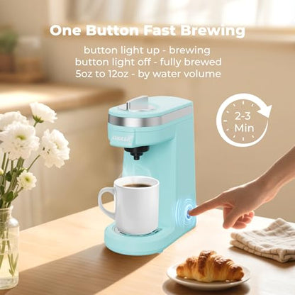 CHULUX Mini Coffee Maker for K Capsule, Single Serve Coffee Maker for One Cup Americano, Lightweight Pod Coffee Machine, Aqua - color: Aqua