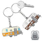 Camper Keychain Happy RV Keyring RV Keychain Couples Keychain Set Gifts for Men Women Camping Accessories 2 Pack - color: Orange&coffee Brown
