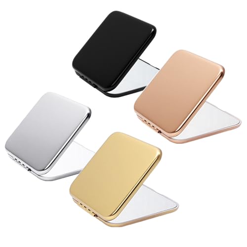 Compact Mirror Bulk, Metal Square Shell, Double-Sided 1X/2X Magnifying, Small Pocket Mirror, Portable Travel Mirror for Purse, Mix Color，4 Packs - color: Mix