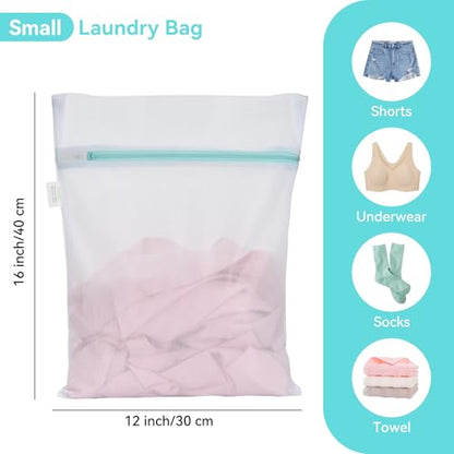 OTraki Mesh Laundry Bag for Delicates 12x16 inch Small Laundry Wash Bags for Washing Machine with Reinforced Zipper for Delicates Bra Socks Underwear, Don't Drying, Melting 140-176℉ White | Laundry Wash Bags for Washing Machine with Reinforced Zipper for