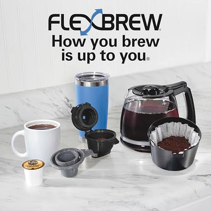 Hamilton Beach FlexBrew Trio 2-Way Coffee Maker, Compatible with K-Cup Pods or Grounds, Combo, Single Serve & Full 12c Pot, Black - Fast Brewing (49902) - color: Black, Fast Brewing, Removable Reservoir
