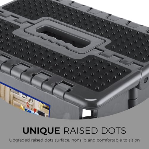 ACKO Folding Step Stool 13 inch Height Premium Heavy Duty Foldable Step Stools for Adults and Kids, Kitchen Plastic Small Collapsible Stepping Stool Hold Up to 300 LB Dot Grey (1 Pack) - color: Dot Grey, size: 13 Inch