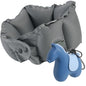 Inflatable Travel Neck Pillow with Adjustable Neck & Chin Support, 2-in-1 Built-in Pump and Storage Bag – Lightweight, Ideal for Airplane, Train, Car, Travel, Office, Home(Blue) - color: Blue