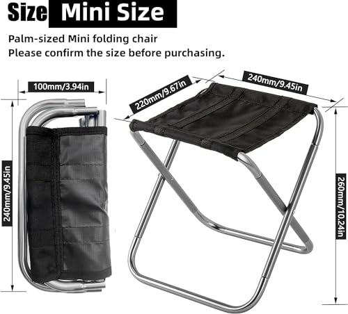 Portable Mini Folding Stool, Small Camping Stool Mortable Stool Can Hold Up to 150 Lbs for Adults - color: Mini-silverblack