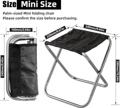 Portable Mini Folding Stool, Small Camping Stool Mortable Stool Can Hold Up to 150 Lbs for Adults - color: Mini-silverblack