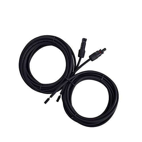 Renogy 20FT 10AWG Solar Adaptor Wire Extension Cables with Female and Male Connector, 20FT 10AWG, a Pair,Black - size: 20FT10AWG