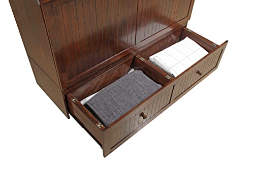 Mega Solutions Murphybedz Tuscany Murphy Cabinet Chest Bed with Charging Station 6 Inch (Tobacco, Queen) - color: Tobacco, size: Queen (U.S. Standard)
